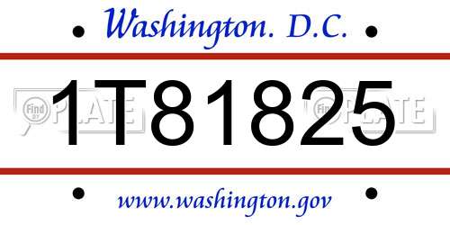 1T81825 District Of Columbia License Plate