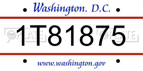 1T81875 District Of Columbia License Plate