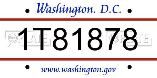 1T81878 District Of Columbia License Plate