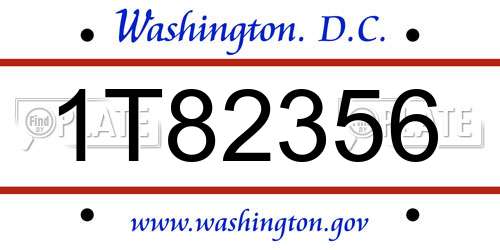1T82356 District Of Columbia License Plate