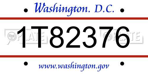 1T82376 District Of Columbia License Plate
