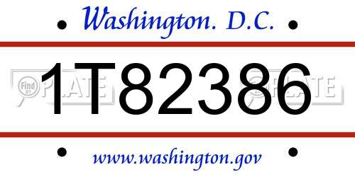 1T82386 District Of Columbia License Plate