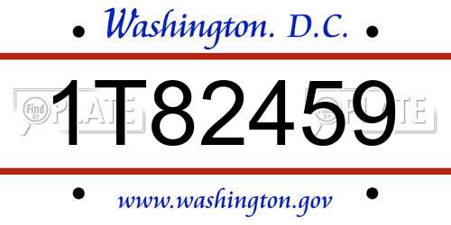 1T82459 District Of Columbia License Plate