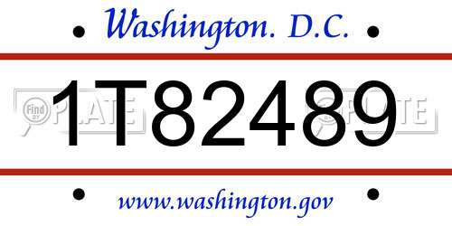 1T82489 District Of Columbia License Plate