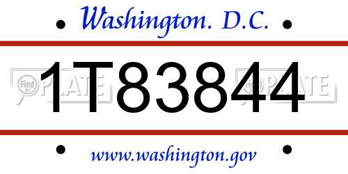 1T83844 District Of Columbia License Plate
