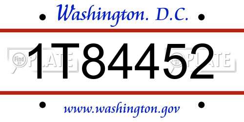 1T84452 District Of Columbia License Plate