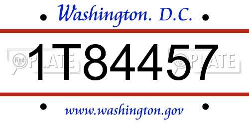 1T84457 District Of Columbia License Plate