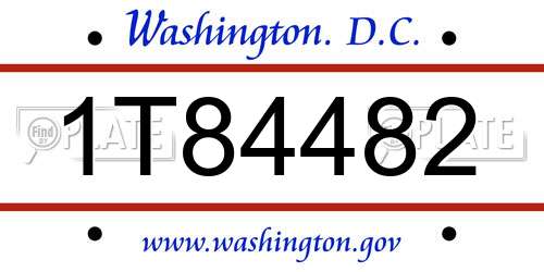 1T84482 District Of Columbia License Plate