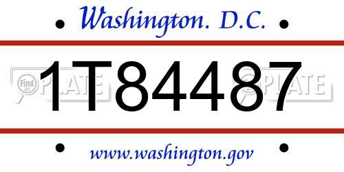 1T84487 District Of Columbia License Plate