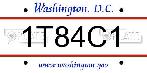 1T84C1 District Of Columbia License Plate