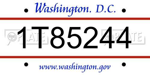 1T85244 District Of Columbia License Plate