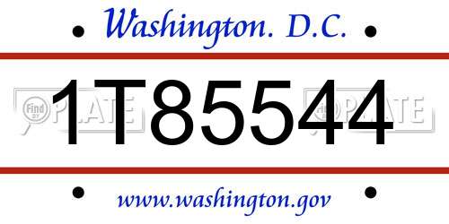 1T85544 District Of Columbia License Plate
