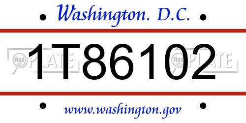 1T86102 District Of Columbia License Plate