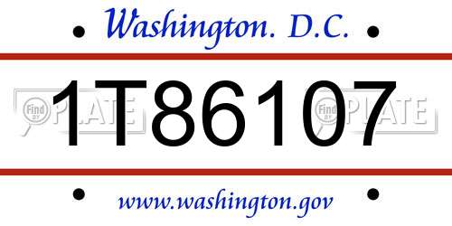 1T86107 District Of Columbia License Plate