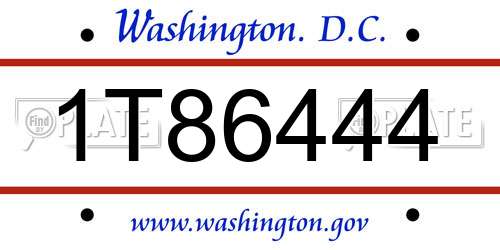 1T86444 District Of Columbia License Plate