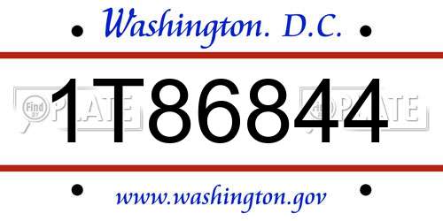 1T86844 District Of Columbia License Plate