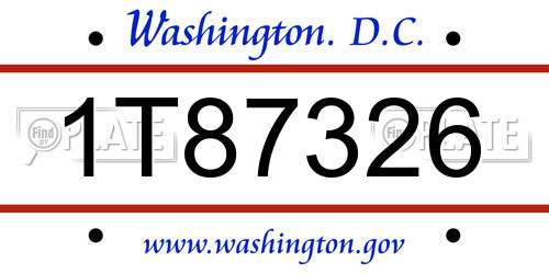 1T87326 District Of Columbia License Plate