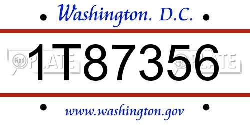 1T87356 District Of Columbia License Plate