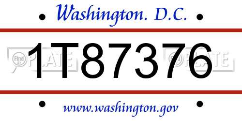 1T87376 District Of Columbia License Plate