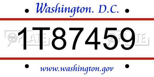 1T87459 District Of Columbia License Plate