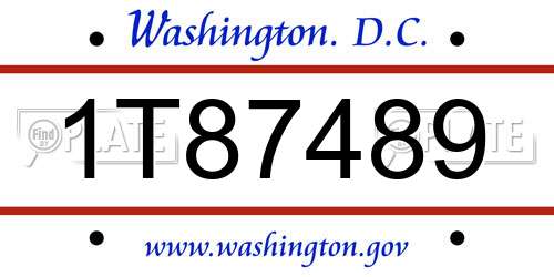 1T87489 District Of Columbia License Plate