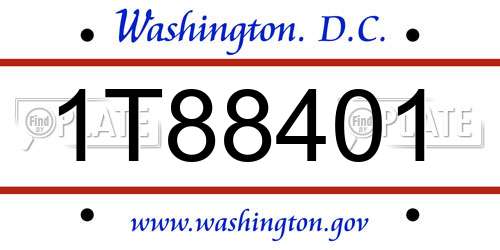 1T88401 District Of Columbia License Plate