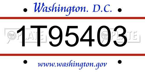 1T95403 District Of Columbia License Plate