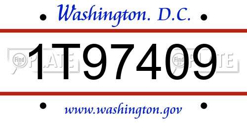 1T97409 District Of Columbia License Plate