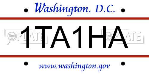 1TA1HA District Of Columbia License Plate