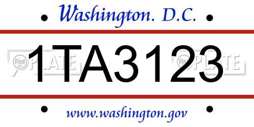 1TA3123 District Of Columbia License Plate
