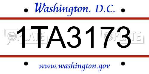 1TA3173 District Of Columbia License Plate
