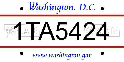 1TA5424 District Of Columbia License Plate