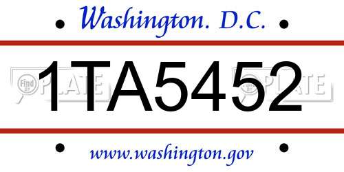 1TA5452 District Of Columbia License Plate