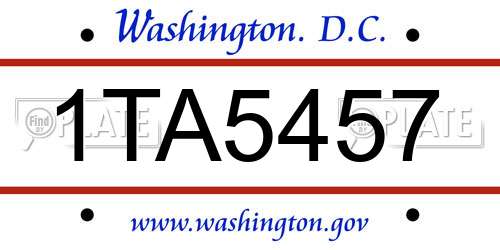 1TA5457 District Of Columbia License Plate