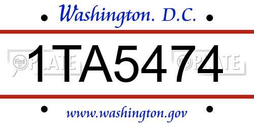 1TA5474 District Of Columbia License Plate