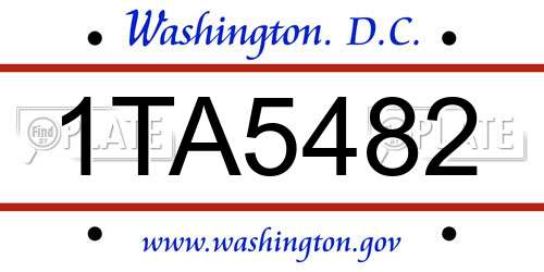 1TA5482 District Of Columbia License Plate
