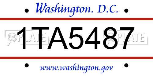 1TA5487 District Of Columbia License Plate