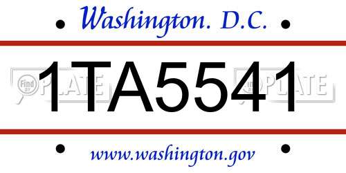 1TA5541 District Of Columbia License Plate