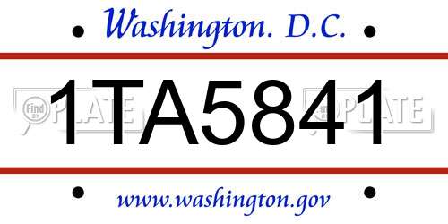 1TA5841 District Of Columbia License Plate