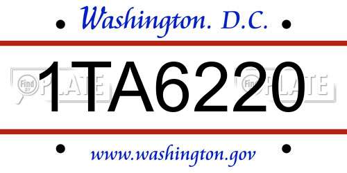 1TA6220 District Of Columbia License Plate