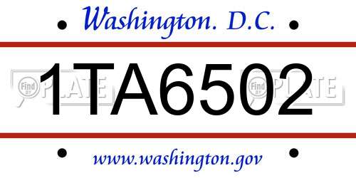 1TA6502 District Of Columbia License Plate