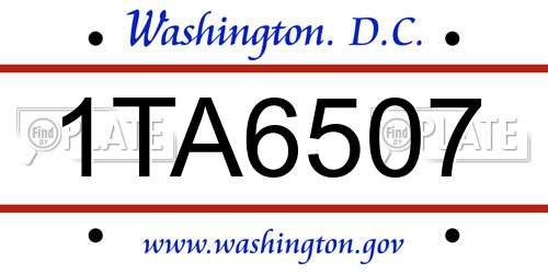 1TA6507 District Of Columbia License Plate
