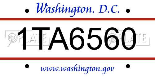 1TA6560 District Of Columbia License Plate