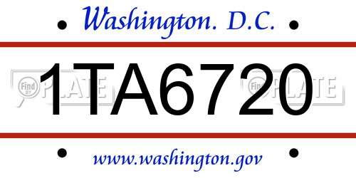 1TA6720 District Of Columbia License Plate