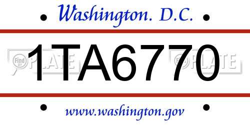 1TA6770 District Of Columbia License Plate