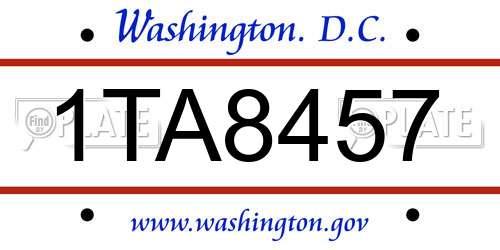 1TA8457 District Of Columbia License Plate