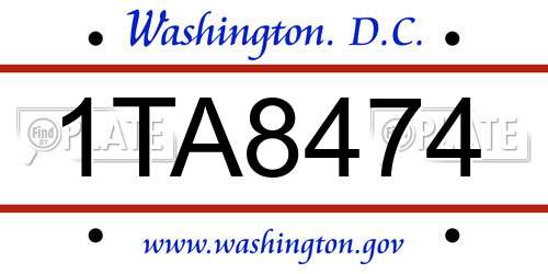 1TA8474 District Of Columbia License Plate