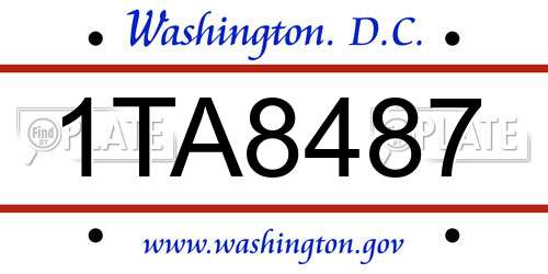 1TA8487 District Of Columbia License Plate