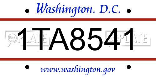 1TA8541 District Of Columbia License Plate