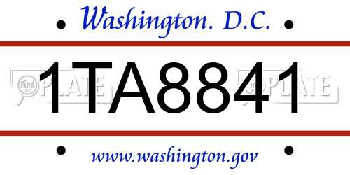 1TA8841 District Of Columbia License Plate